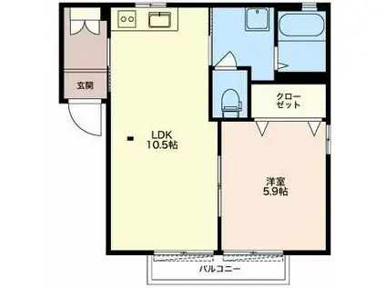 フレグランス野秋II(1LDK/2階)の間取り写真