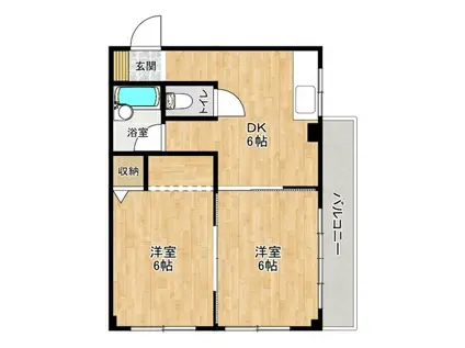 マンション妙見(2DK/2階)の間取り写真