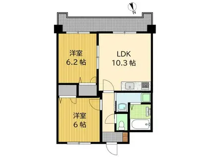 エーデルくるりI(2LDK/6階)の間取り写真