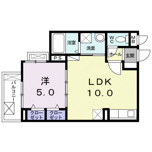 ラガーコート(1LDK/2階)の間取り写真