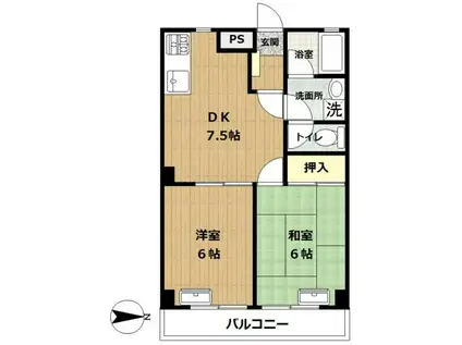 ロードスプリング出来野(2DK/3階)の間取り写真