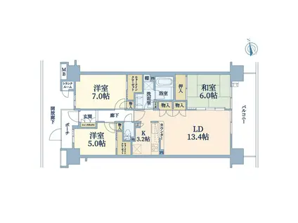 ザ・レジデンス東京イーストレジデンスII(3LDK/14階)の間取り写真