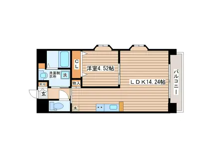 西多賀パークビル(1LDK/4階)の間取り写真