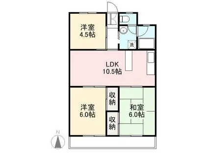 アリスト木太(3LDK/2階)の間取り写真