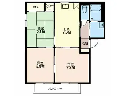 フェリックスシュタット(3DK/1階)の間取り写真