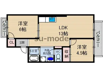 若園ハイツ(2LDK/2階)の間取り写真