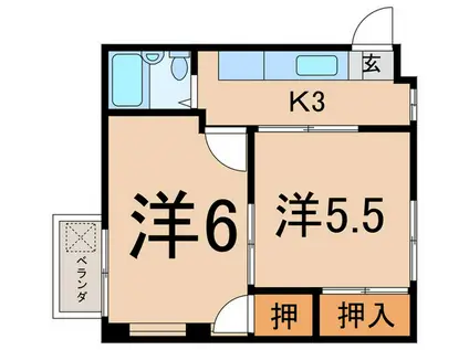 コーポ関口(2K/3階)の間取り写真