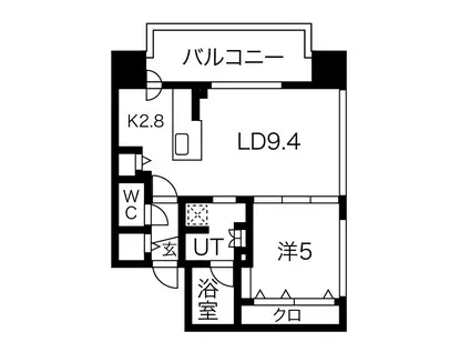 F中の島(1LDK/13階)の間取り写真