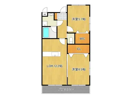 医生ヶ丘ヴァレンシア(2LDK/1階)の間取り写真