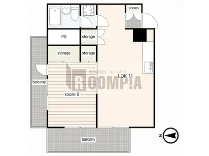 ロイヤルフラット(ワンルーム/5階)の間取り写真