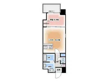 アンピールメゾン天神北(1LDK/9階)の間取り写真