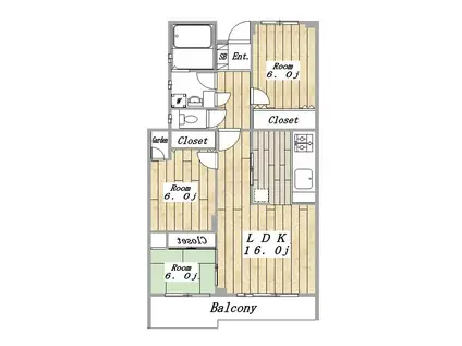 アーバンプラザK(3LDK/2階)の間取り写真