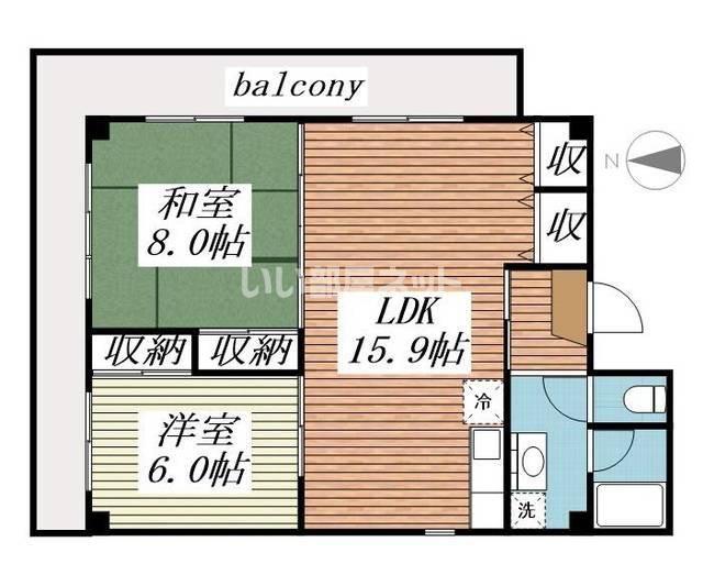 アーバンステージ(2LDK/2階)の間取り写真