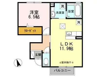 ポーレハウス(1LDK/1階)の間取り写真