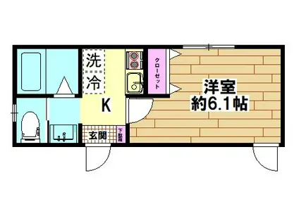 K2レジデンス(1K/2階)の間取り写真