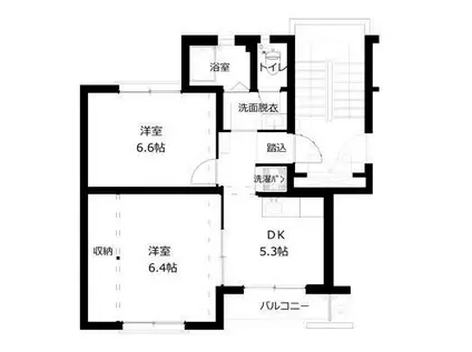 多賀100棟(2DK/2階)の間取り写真