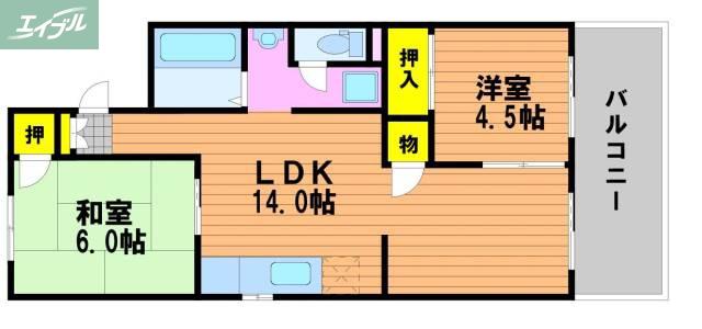 プロムナード中仙道 II(2LDK/1階)の間取り写真