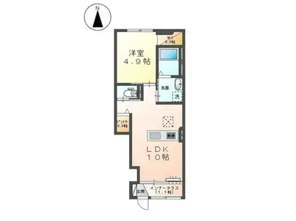 プレジール寿(1LDK/1階)の間取り写真