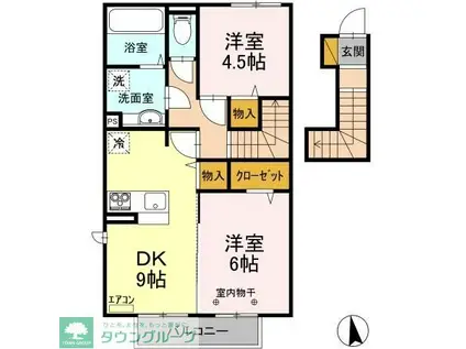 エレーナ・カトレア カトレア(2DK/2階)の間取り写真