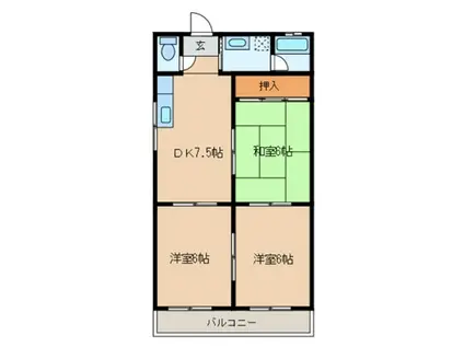 コンフォール世紀(3DK/1階)の間取り写真