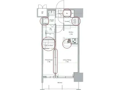ネストピア博多祇園(1LDK/8階)の間取り写真