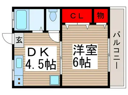 リバーサイドハイツ2号館(1DK/2階)の間取り写真