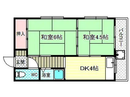 アウスレーゼ法善寺(2DK/3階)の間取り写真