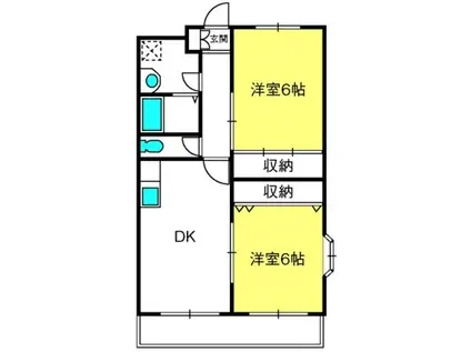 カサ・デ・イケダ アスール(2DK/3階)の間取り写真