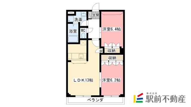 アンべリール・ビレッジ(2LDK/2階)の間取り写真