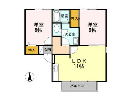 トゥインクル東和田(2LDK/2階)の間取り写真