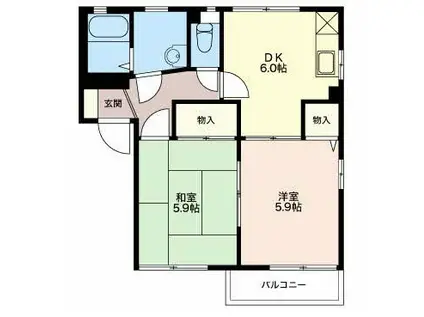 ビューポイントたなか(2DK/2階)の間取り写真