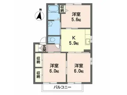 アイランド(3K/2階)の間取り写真