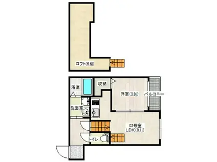 RAINBOW南福岡(1LDK/2階)の間取り写真