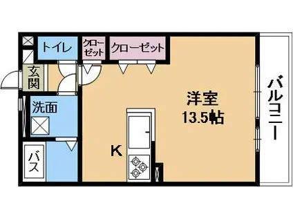 パールコート(ワンルーム/3階)の間取り写真
