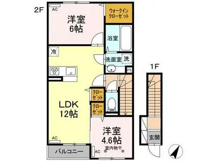 メゾン・デュレ(2LDK/2階)の間取り写真