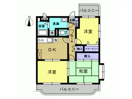 パークサイドフルール(3DK/1階)の間取り写真