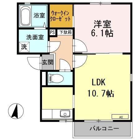 ディアス.N(1LDK/2階)の間取り写真