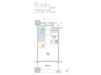 エンクレスト博多駅東II(ワンルーム/7階)の間取り写真