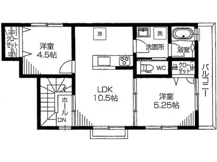 ナナフク(2LDK/2階)の間取り写真