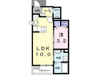 ヴェルテス弐番館(1LDK/1階)の間取り写真