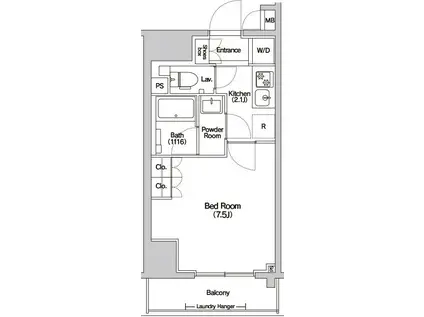 HALUWA芝公園(1K/7階)の間取り写真