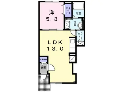 メゾンド ソレイユIII(1LDK/1階)の間取り写真