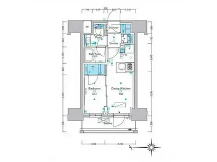 ルフォンプログレ浅草入谷(1DK/8階)の間取り写真