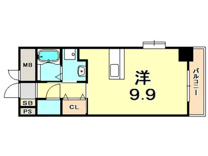 ジアコスモ神戸三宮(ワンルーム/6階)の間取り写真