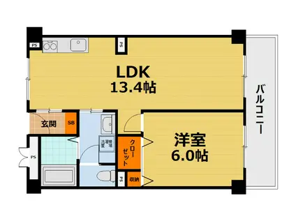 ミシガンハウス浜大津(1LDK/7階)の間取り写真