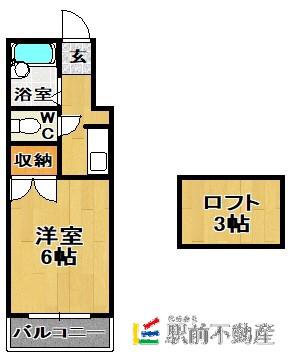 レジデンス津福本町III(1K/1階)の間取り写真