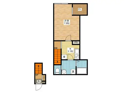 ボナール今津(1K/2階)の間取り写真