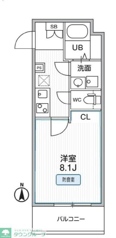 THE PALMS MUSE 新江古田(1K/1階)の間取り写真