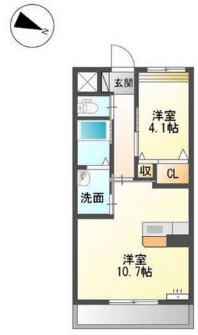 ベルモンターニュ(1LDK/6階)の間取り写真