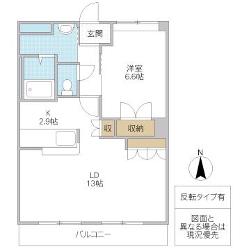 LIVERTY FOREST(1LDK/2階)の間取り写真